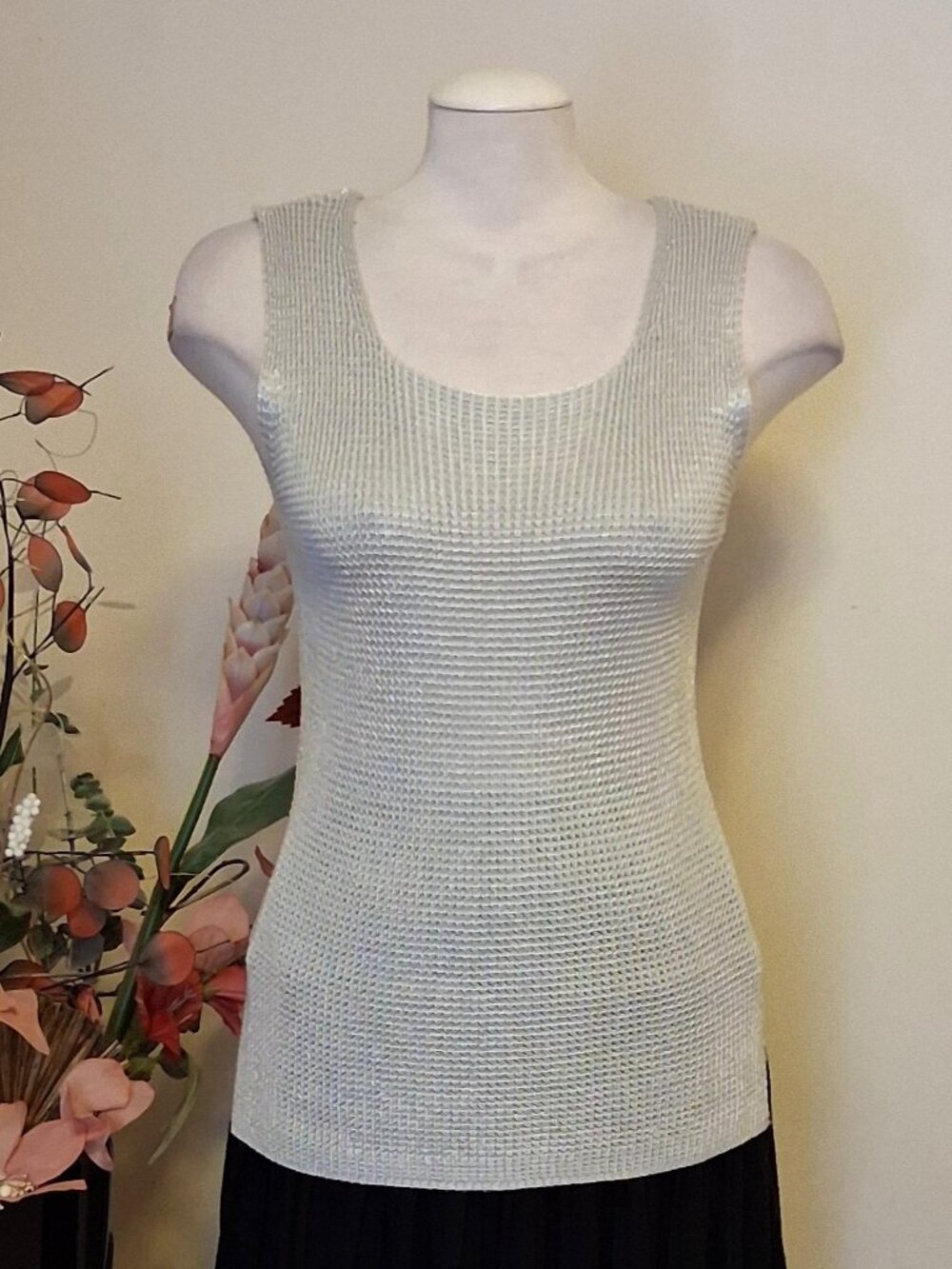 High Quality Summer Knitwear Tank Top Stretchy Silver Camisole 14 - Picture 2 of 10